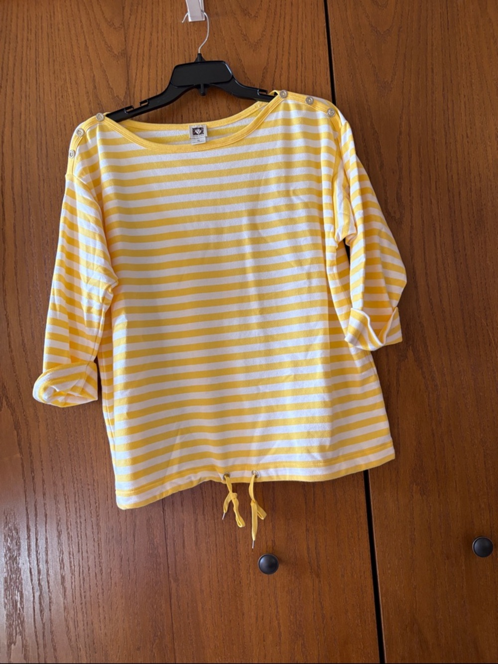 Anne Klein Boat Neck Canary Yellow & White Stripe